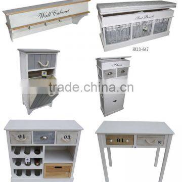 Mediterranean Style Distressed White Wooden Coffee Table With Drawers photo-2