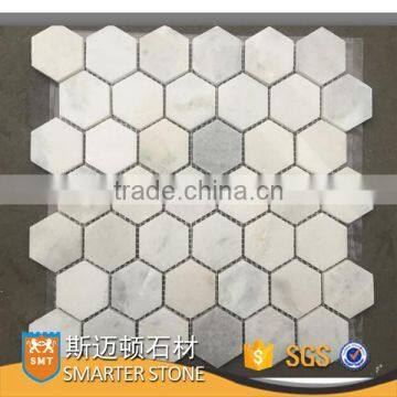 Paradise white marble mosaic stone hexagonal shape with a mesh