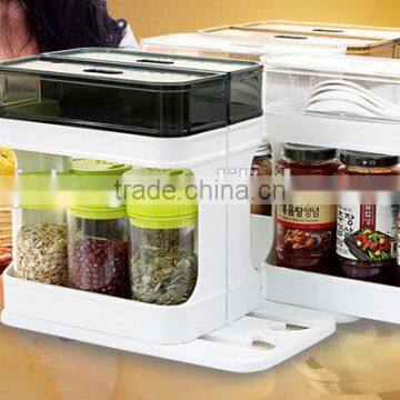 Wholesale plastic multifuction bottle storage box for kitchen