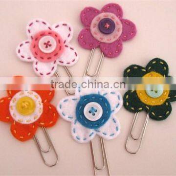 2017 Felt Paper Clip Bookmarks with flowers made in China