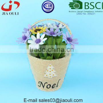 Screen printing Felt basket with jute cover Plant Pot