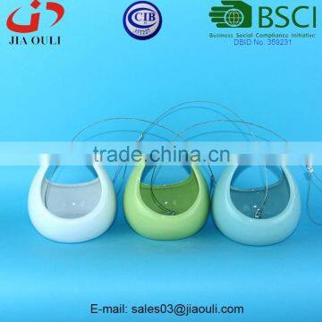 BSCI Audit factory New design garden decorations Ceramic egg basket, hanging ceramic plant pot