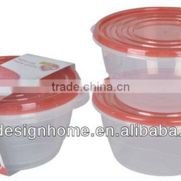 2 PCS RED LID 1.4L ROUND PP PLASTIC FOOD CONTAINER