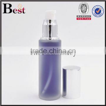 50ml Hot Products Cosmetic Frosted Logo Screen Printing Custom Made Glass Bottle for Lotion With Silver Aluminum Pump and Cover photo-2