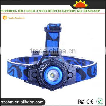 High Power Long Range 1800Lm Headlamp 3 Mode Rechargeable Led Headlamp Camping Light photo-5