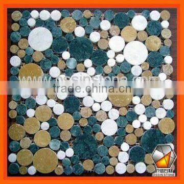 Round shape mixed color nature marble mosaic MM018