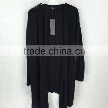 2016 Woman Black Knit Linen Cardigan Sweater Prevent Bask in Unlined Upper Garment