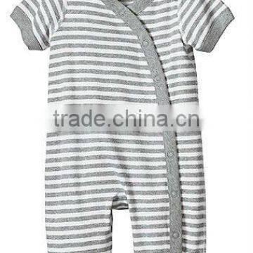 Grey Stripe Baby Sleeper Pajamas In Organic Cotton
