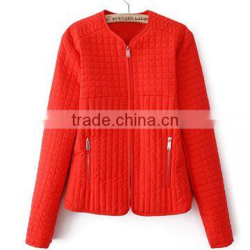 New Design Fashion Golden Zipper Long Sleeves High Quality Garment Manufacturer Wester and European Down Polyester Jacket photo-4