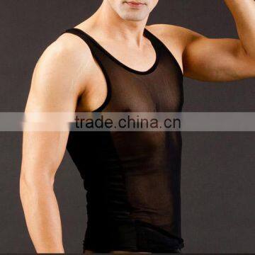 Custom Men's Sey Ultra-thin Vest Transparent Mesh See-thru Tank Tops Breathable Sport GYM Work Out Gay photo-2