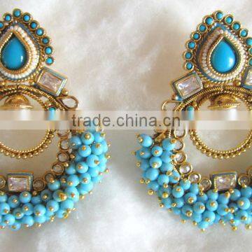 Beads Polki Chand Bali Gold Tone Dangler EARRINGS1 photo-2