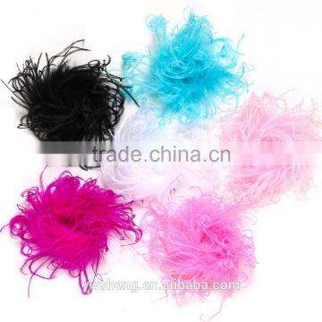 Wholesale Curly Ostrich Feather Puff Artificial Dress Up Hair Bow Clip for Accessories