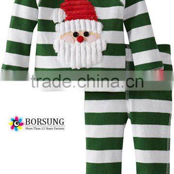 New style baby clothes boy winter stripe fabric embroidery cotton pajamas