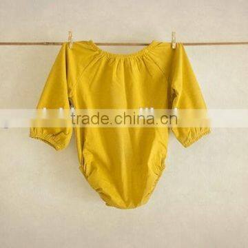 0-24M Baby Clothes Wholesale Toddler Plain Yellow Jumpsuit Baby Girls Cotton Long Sleeve Romper photo-2