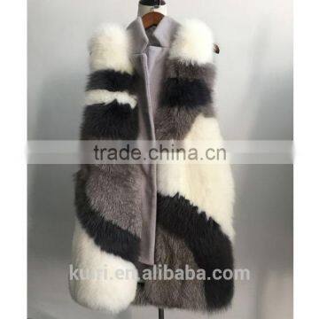 2016 New Design Woman Woolen Fox Fur Vest With Woolen Fur Overcoat photo-5