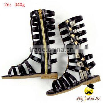 Summer Stylish Kids Plian Color Color PU Snadals Young Girl Gaiters Vintage Boots Shoes With Zipper photo-2