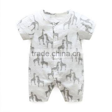 Short Sleeve Newborn Baby Boy Woven Cotton Printing Clothes