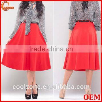 Fashionable latest women skirt design elegant flared office skirt