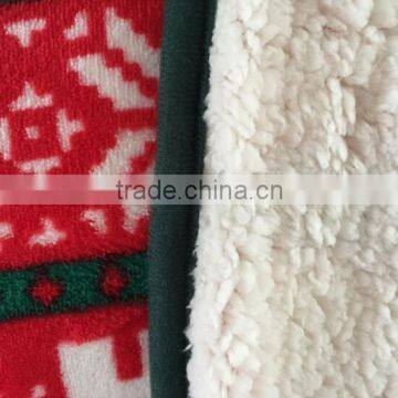 Xmas Logo Pattern Printed Microfiber Sherpa Blankets
