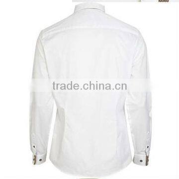 White Contrast Color Trim Long Sleeve Dress Shirt photo-2