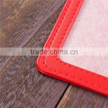 Hot Selling Orange Red Leather Vertical ID Card Holders photo-2
