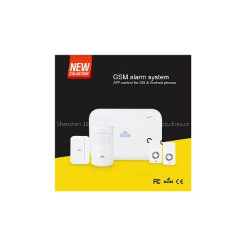 Distinctive white rechargeable built-in battery operated Android/ iOS APP remote control 433MHz wireless GSM home alarm system