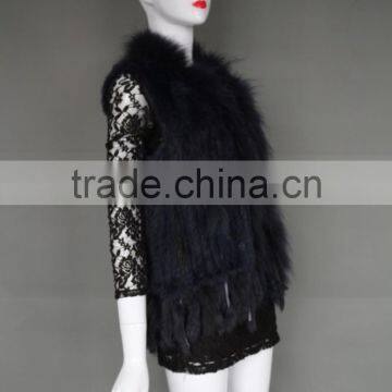 Wholesale Rabbit Fur Vest/ Gilet For Fashion Ladies/Women Knitted Coat With Raccoon Fur Collar photo-2