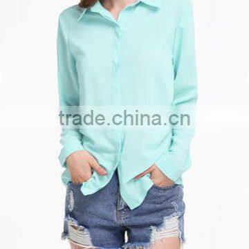 OEM Ladies Chiffon Long Sleeve Blouse Latest Fashion Design photo-2