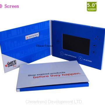 5 inch LCD advertising video card booklet tft screen video greeting card