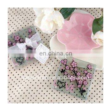 2pcs set blossom patterns glass coaster wedding give away favor gifts