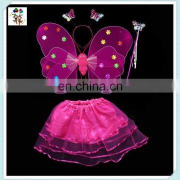 Hot Pink Kids Girl Princess Butterfly Wings with Wand Headband Skirt HPC-0869