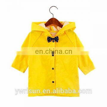 Hot Selling Girls Yellow Waterproof Raincoats Kids Nylon Custom Rain Coat