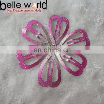 Yiwu Wholesale Cute 3 cm Glitter Metal Heart Snap Hair Clips for Kids