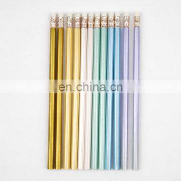 7"HB Metallic Painting Wood Pencil Set With White Eraser