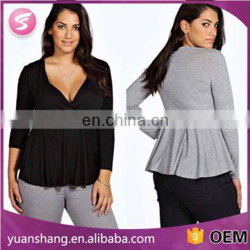 long sleeve peplum t shirt fat women wear plus size clothes