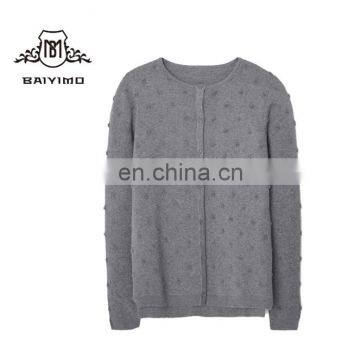 cotton blend fabric buttoned cable knit finish women sweater