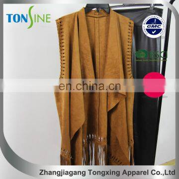 Hot New Products for 2016 no Sleeve Ladies Suede Coat photo-3