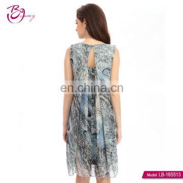 Summer Fashion High Quality Modern Polyester Women Dresses With Print photo-3