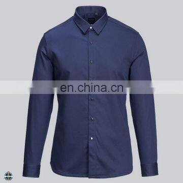 T-MSS555 100% Cotton Navy Blue Slim Fitted Denim Men's Shirt