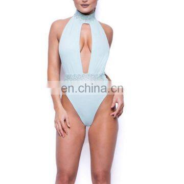 Mika72315 2017 New Classic Fashion Summer Women Sexy One Piece Embellished Swimsuit