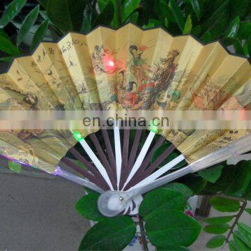 Hand held motion sensor light up folding fan for wholesale