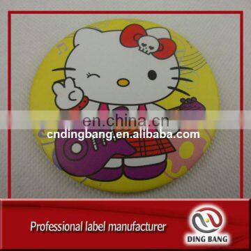 OEM Fashional Lady Makeup Use Custom Cartoon Kitty Printed Small Round Pocket Cosmetic Tin Mirror