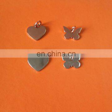 customized butterfly and heart shape silver plated metal jewelry charms