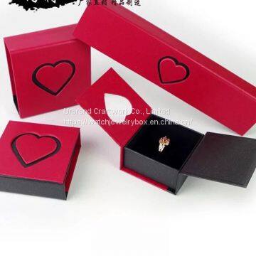 Lovely Red Heart Jewelry Gift Box Wedding Ring Pendant Bracelet box Custom printed LOGO Cardboard Packaging Box