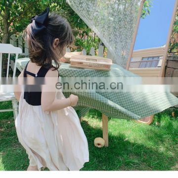 2020 New Girls Dress Backless Patchwork Sleeves Cotton Summer Girls Dresses