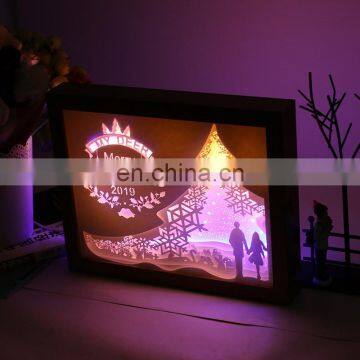 3D Light and Shadow Night Lamp Paper Carving Art Photo Frame Box photo-5