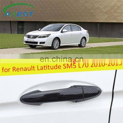 4 PCS Carbon Fiber Door Handle Cover Catch Trim Cap Car Accessories for Renault Latitude SM5 L70 2010 2011 2012 2013 2014 2015