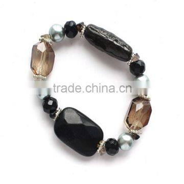 Youth fashion styles jewelry elastic pearl and gem stone bracelet