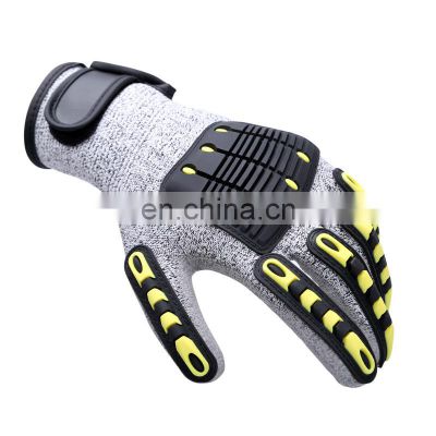 High Dexterity Breathable PU Coated Cut Level 5 Impact Work Gloves for Power Tools Builders