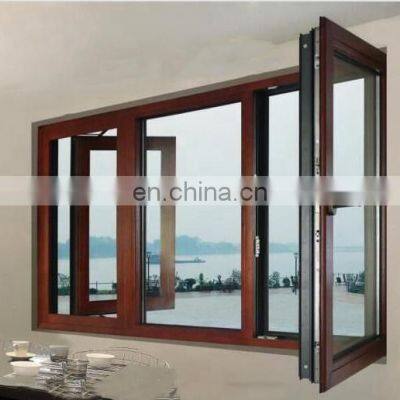 Double glass black aluminium thermal break swing window for house